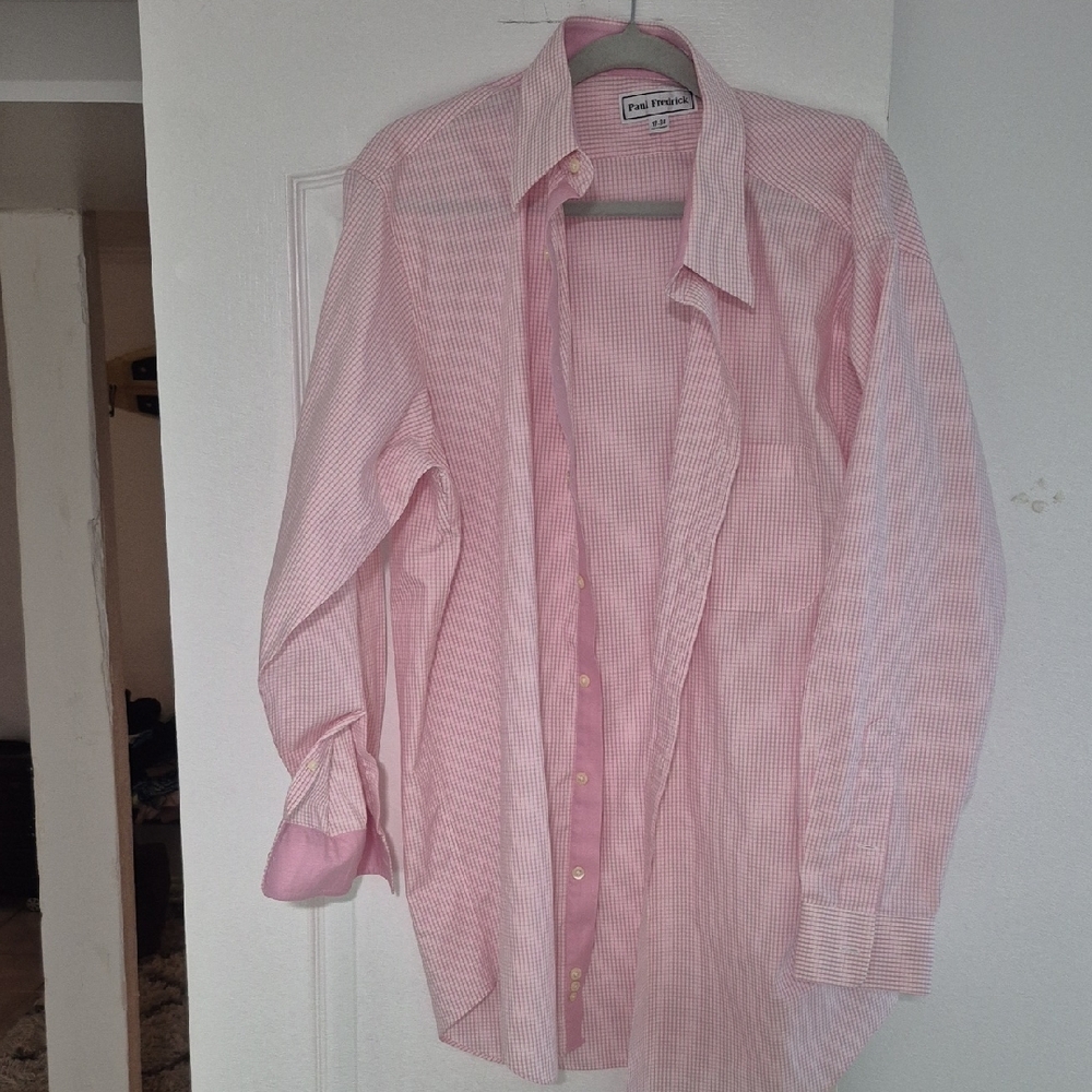 Paul Fredrick Men's Pink Gingham Shirt Sz. 17-34